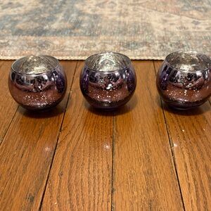 Purple Glass Candle Holder